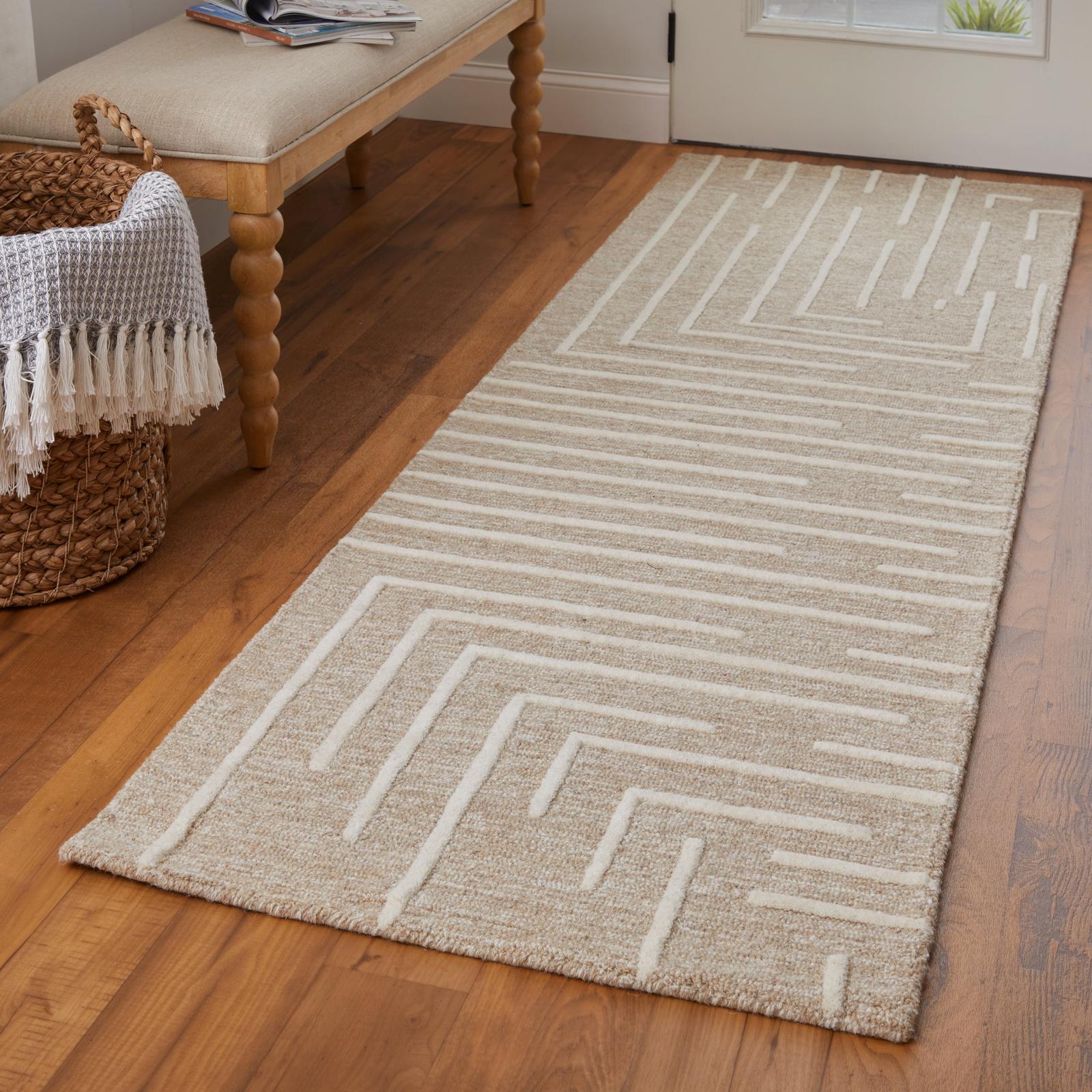 Feizy Fenner T8003 Transitional Geometric, Taupe/Ivory, Rug