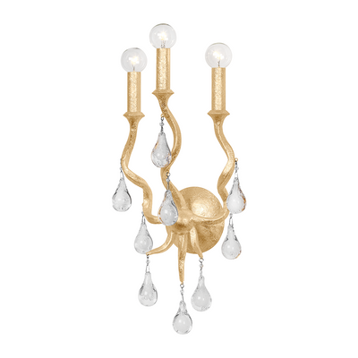 Corbett Aveline 3 Light Gold Leaf Wall Sconce Wall Light Clearance