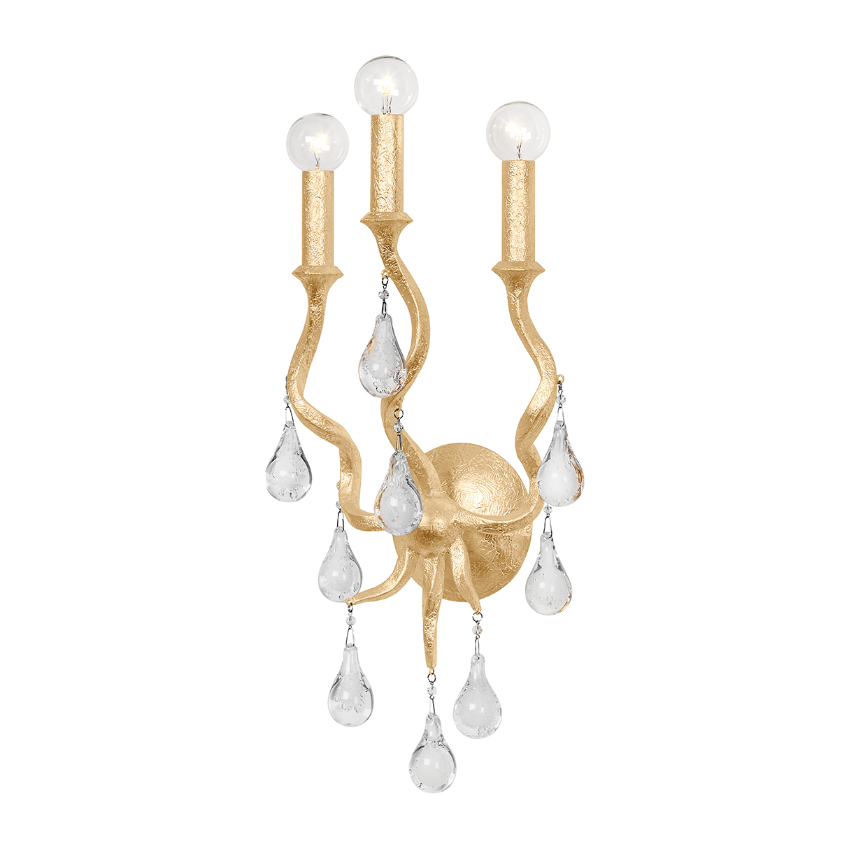 Corbett Aveline 3 Light Gold Leaf Wall Sconce Wall Light Clearance