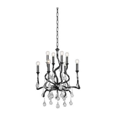 Corbett Aveline 8 Light Black Silver Leaf Chandelier Ceiling Light Clearance