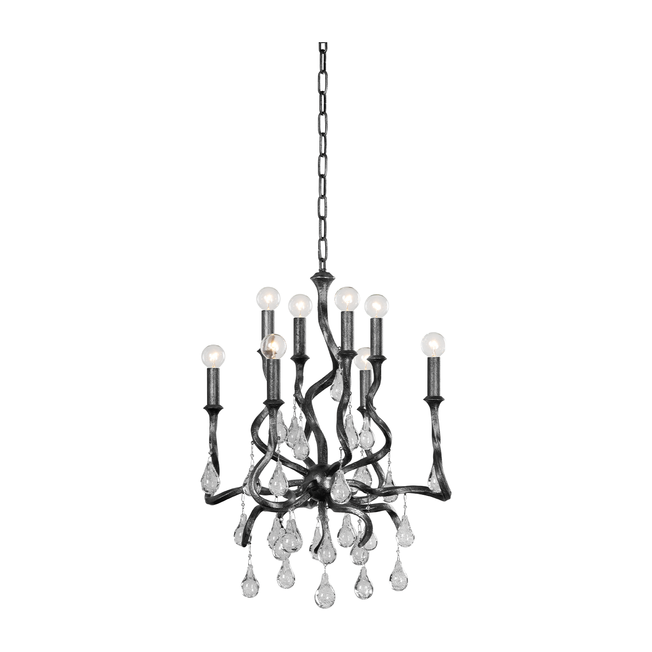 Corbett Aveline 8 Light Black Silver Leaf Chandelier Ceiling Light Clearance