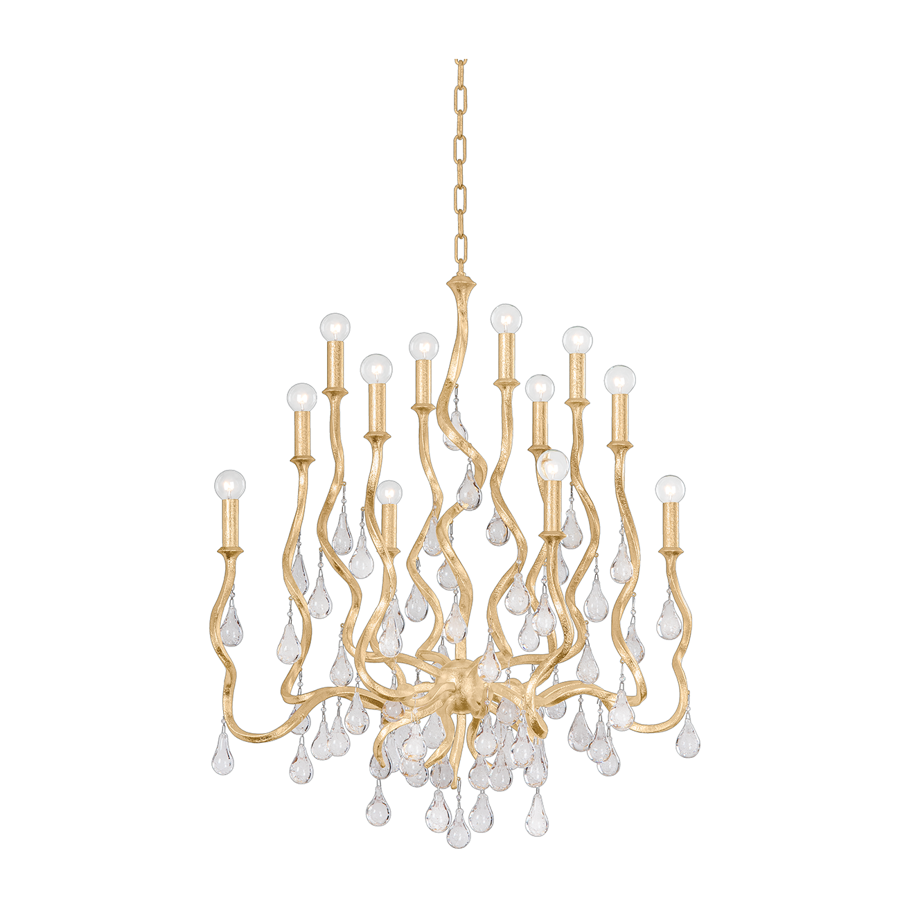 Corbett Aveline 12 Light Gold Leaf Chandelier Ceiling Light