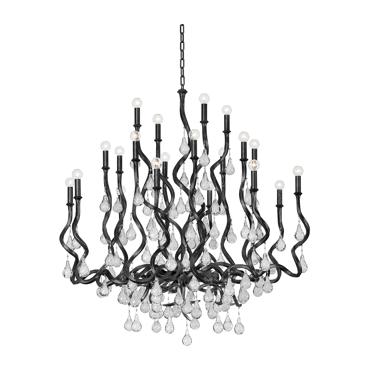 Corbett Aveline 20 Light Black Silver Leaf Chandelier Ceiling Light