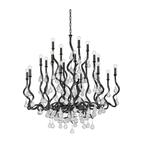 Corbett Aveline 20 Light Black Silver Leaf Chandelier Ceiling Light