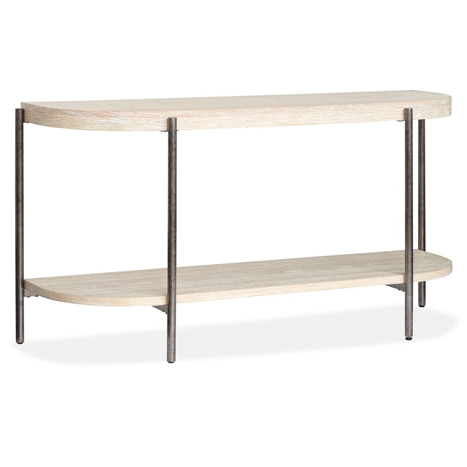Magnussen Home Jennings Edgecomb Grey And Weathered Antique Nickel Demilune Sofa Table