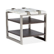 Magnussen Home Paradox Pearl White And Roasted Almond And Brushed Platinum Rectangular End Table