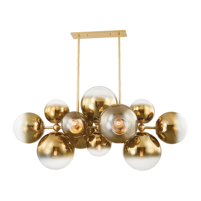 Corbett Kyoto 12 Light Vintage Polished Brass Linear Ceiling Light