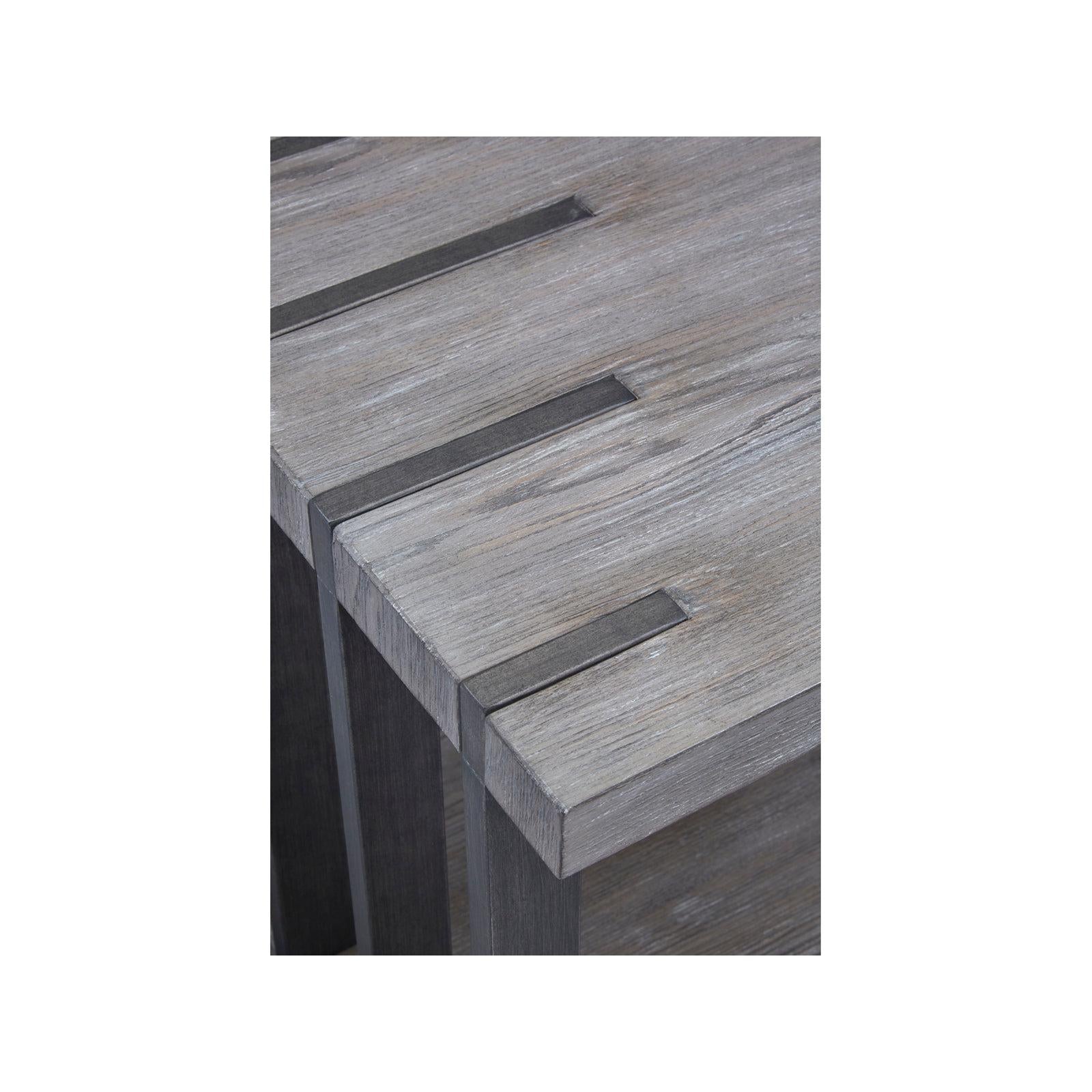 Magnussen Home Eldridge Weathered Gravel And Satin Bronze Rectangular End Table