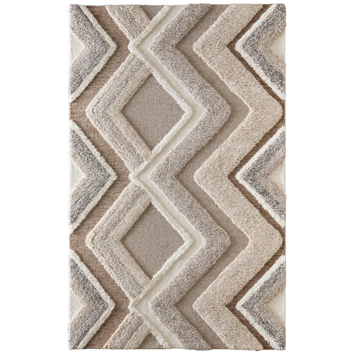 Feizy Anica 8A96F Transitional Geometric, Brown/Gray/Ivory, Rug