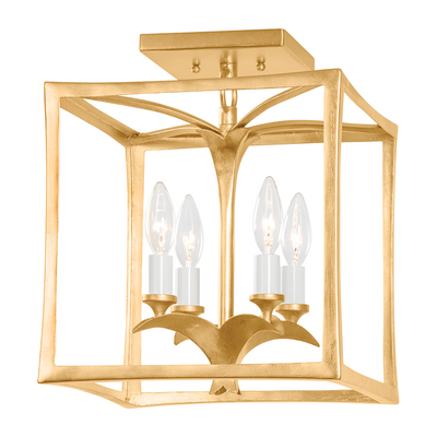 Corbett Bergamo 4 Light Vintage Gold Leaf Flush Mount Ceiling Light