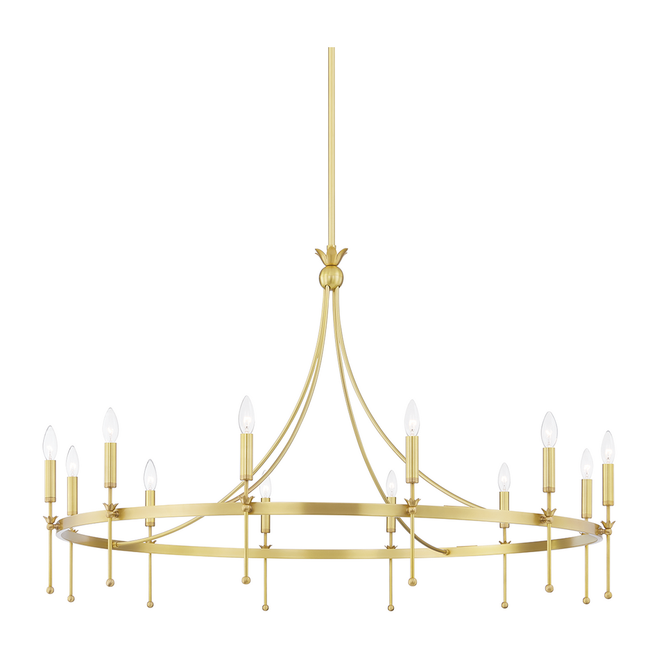 Hudson Valley Lighting Gates 12 Light 50.5 inch Aged Brass Chandelier Ceiling Light