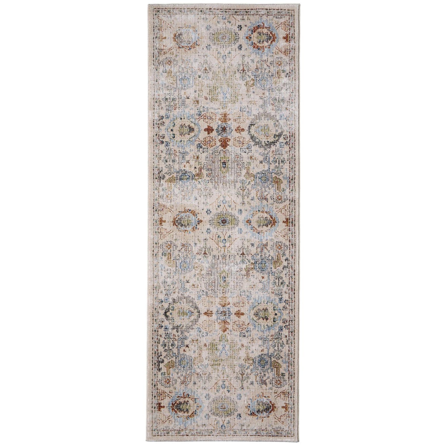 Feizy Melrose 39P5F Traditional Floral & Botanical Rug in Tan/Blue/Red