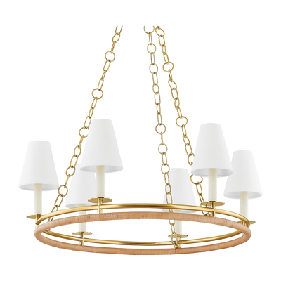 Hudson Valley Lighting Swanton 6 Light 31 inch Aged Brass Chandelier Ceiling Light