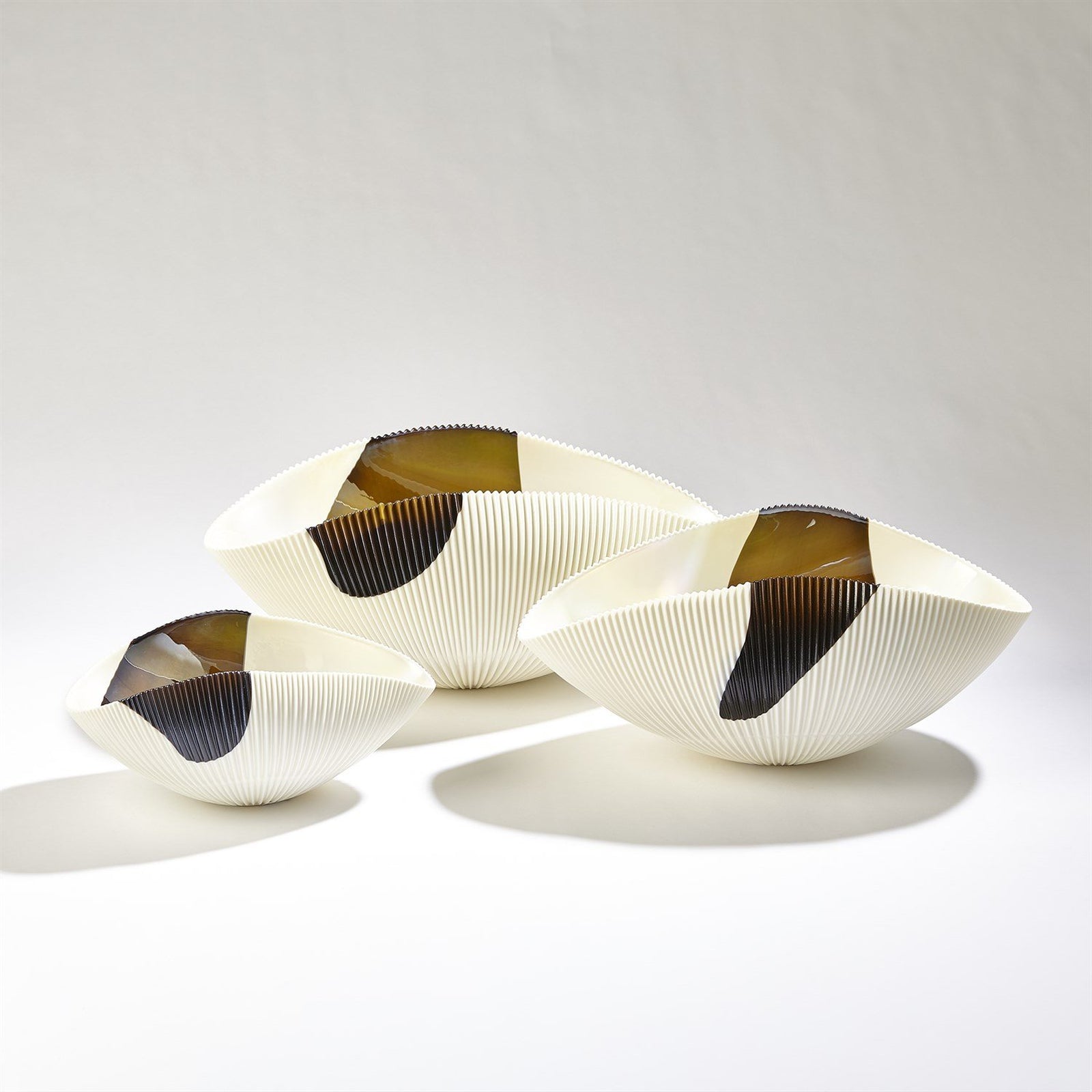 Global Views Bronze Stripe Pleated Bowl