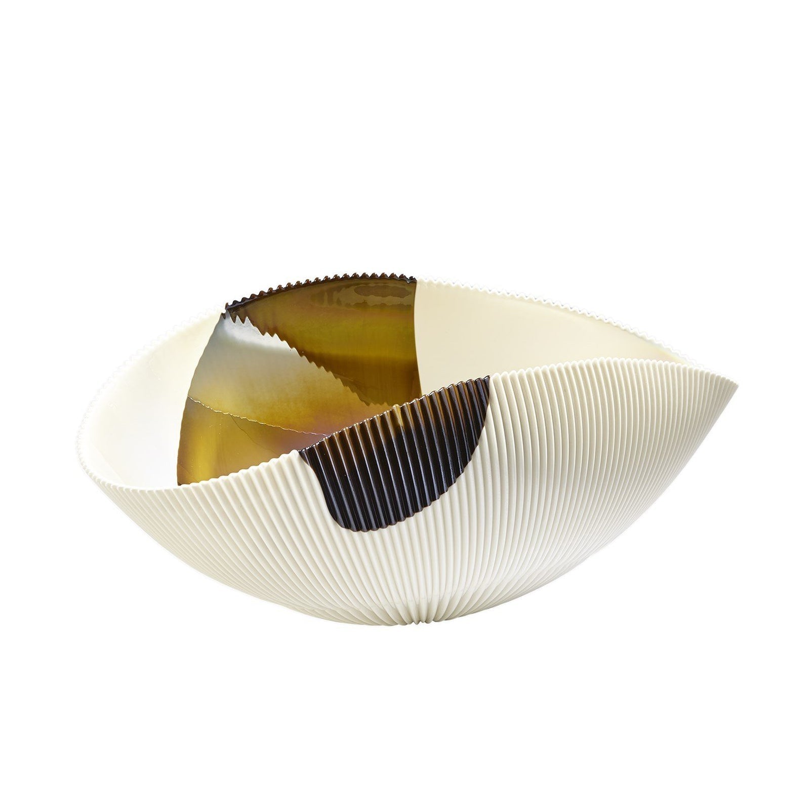 Global Views Bronze Stripe Pleated Bowl