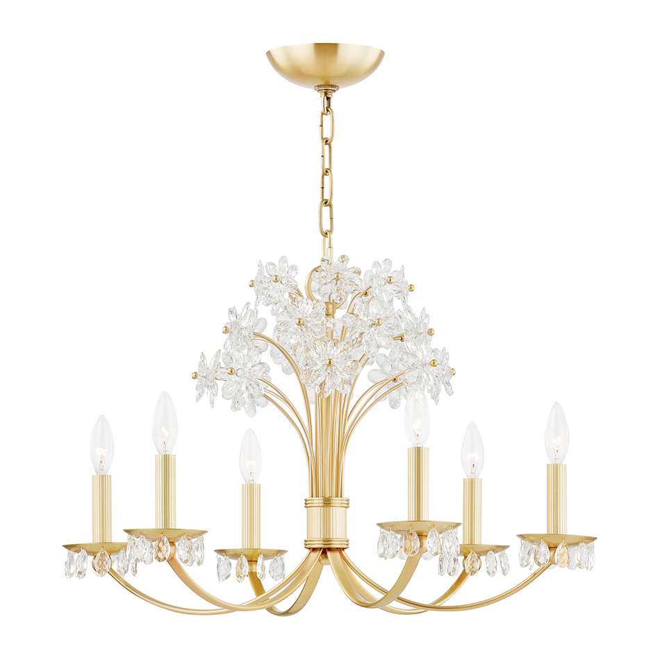 Hudson Valley Lighting Beaumont 6 Light 26 inch Aged Brass Chandelier Ceiling Light