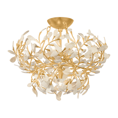Hudson Valley Lighting Maybrook 4 Light Vintage Gold Leaf Semi Flush Ceiling Light