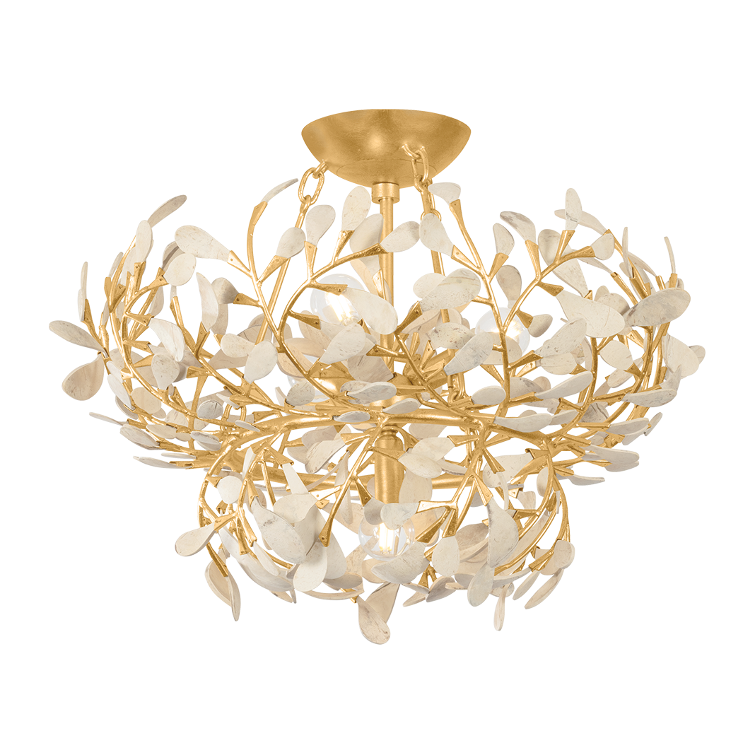 Hudson Valley Lighting Maybrook 4 Light Vintage Gold Leaf Semi Flush Ceiling Light