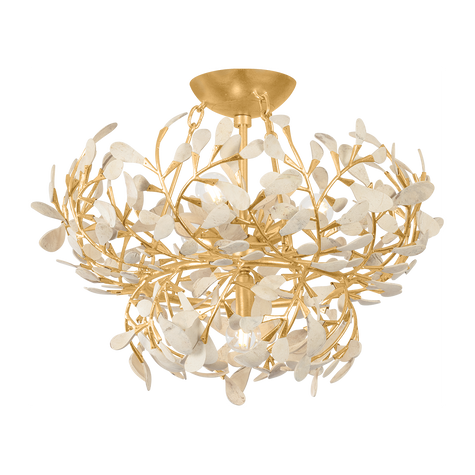 Hudson Valley Lighting Maybrook 4 Light Vintage Gold Leaf Semi Flush Ceiling Light