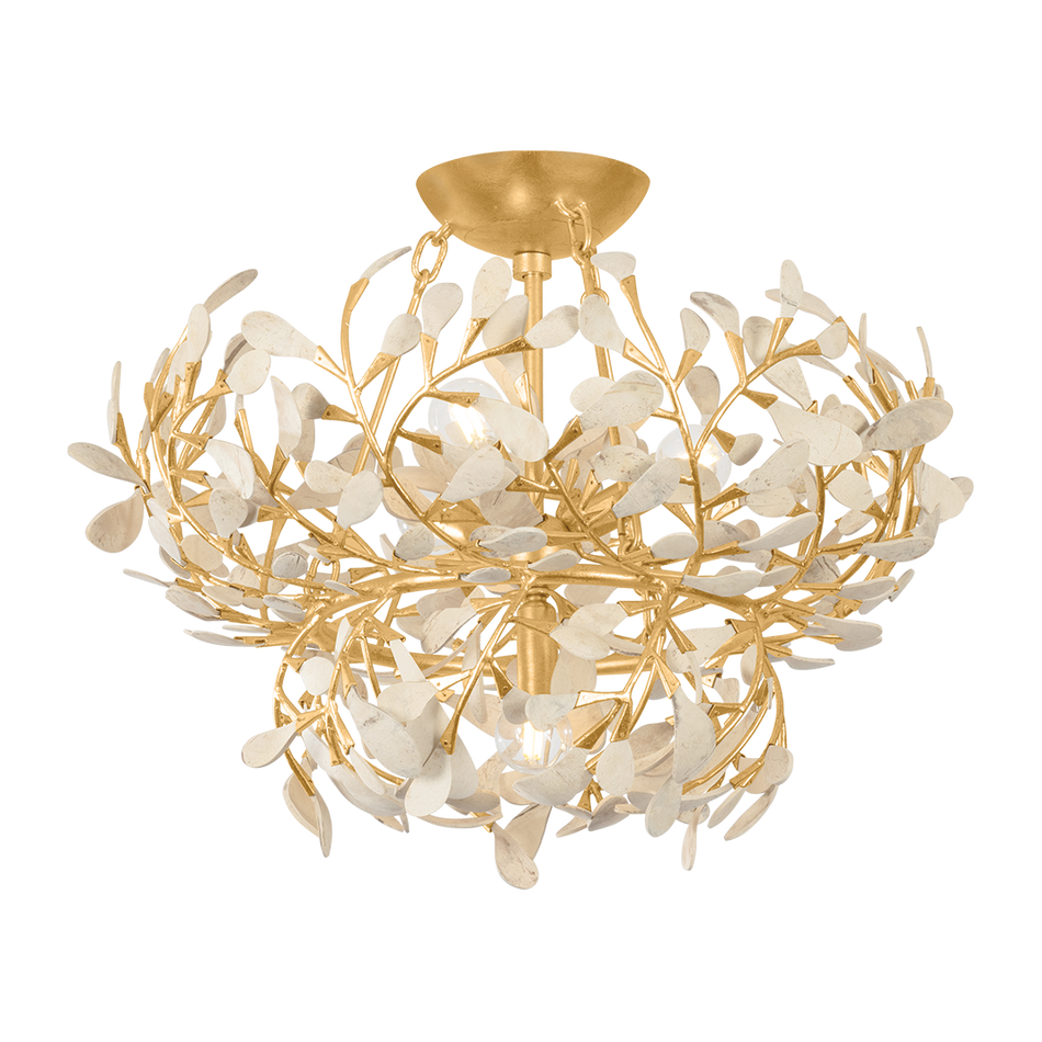 Hudson Valley Lighting Maybrook 4 Light Vintage Gold Leaf Semi Flush Ceiling Light
