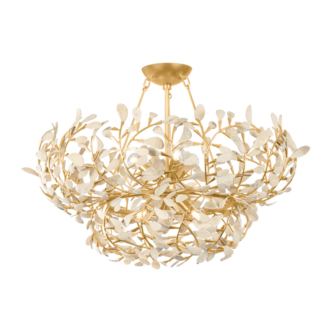 Hudson Valley Lighting Maybrook 6 Light Vintage Gold Leaf Chandelier Ceiling Light