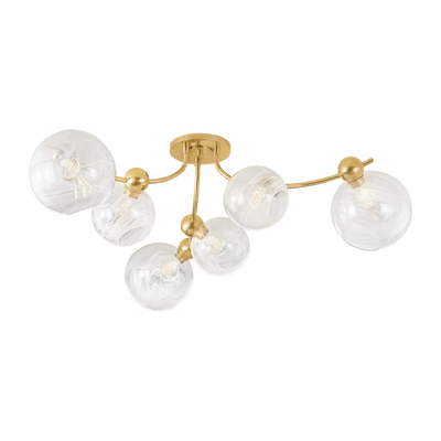 Corbett Astraia 6 Light Vintage Brass Semi Flush Ceiling Light