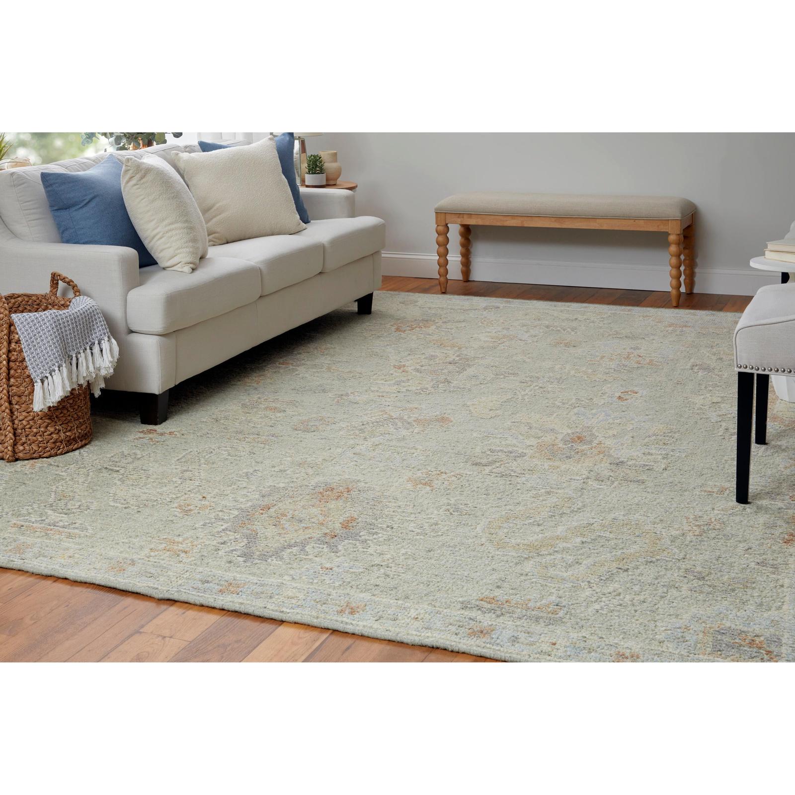 Feizy Grafton 69FNF Transitional Floral & Botanical Rug in Gray/Green/Blue