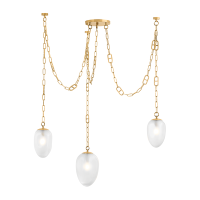 Corbett Daith 3 Light Vintage Brass Chandelier Ceiling Light