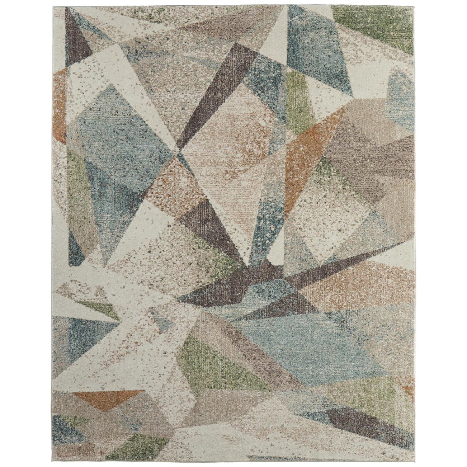 Feizy Eden 39QVF Modern Color Block Rug in Ivory/Blue/Green