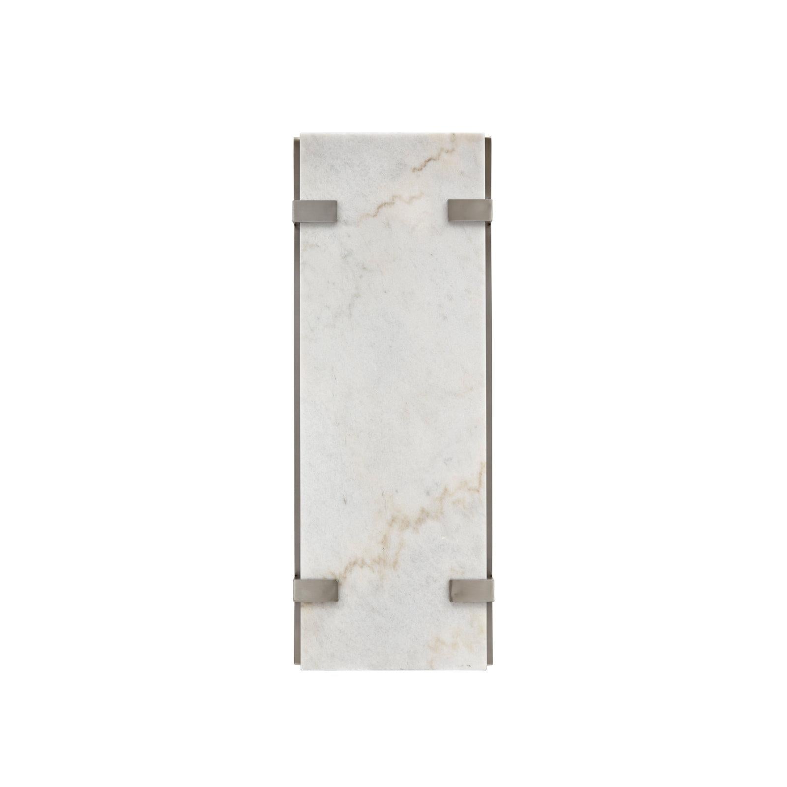 Magnussen Home Paradox Pearl White And Roasted Almond And Brushed Platinum Rectangular Sofa Table