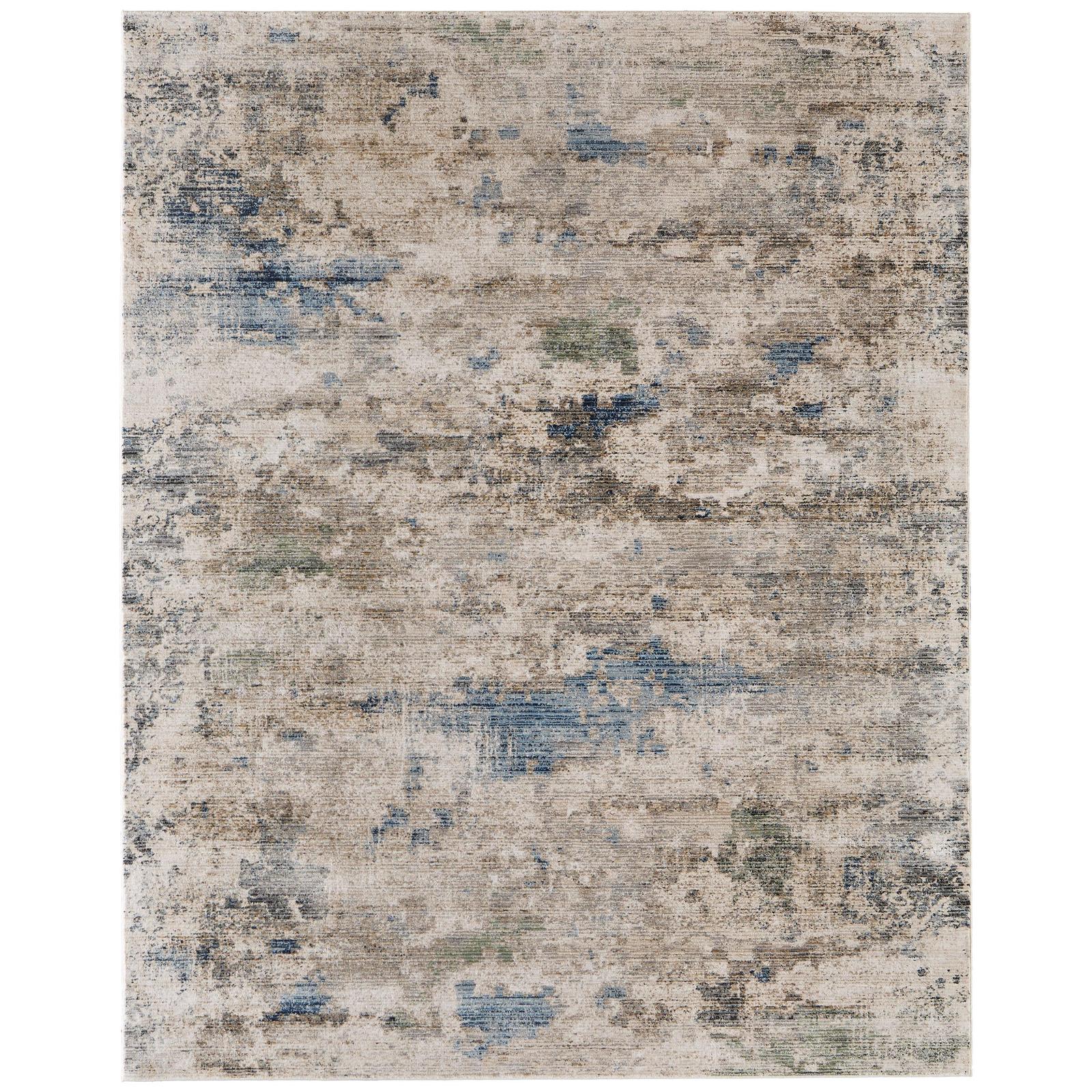 Feizy Sonora 39UBF Modern Abstract, Taupe/Ivory/Blue, Rug