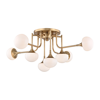 Hudson Valley Lighting Fleming 8 Light 36.5 inch Aged Brass Semi Flush Ceiling Light