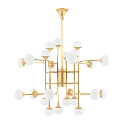 Hudson Valley Lighting Fleming 24 Light 45.75 inch Aged Brass Chandelier Ceiling Light