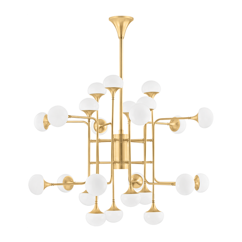 Hudson Valley Lighting Fleming 24 Light 45.75 inch Aged Brass Chandelier Ceiling Light