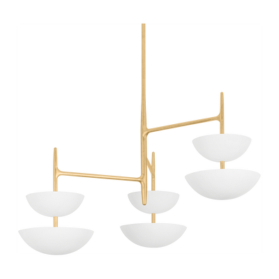 Corbett Evander 6 Light Vintage Gold Leaf/Gesso White Chandelier Ceiling Light