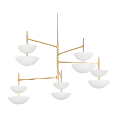 Corbett Evander 10 Light Vintage Gold Leaf/Gesso White Chandelier Ceiling Light
