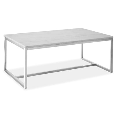 Magnussen Home Esme White Marble And Brushed Nickel Rectangular Cocktail Table