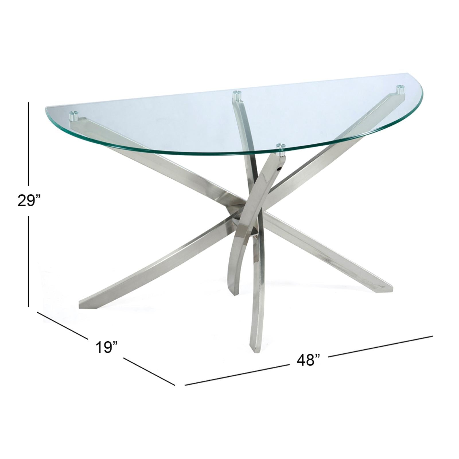 Magnussen Home Zila Brushed Nickel Demilune Sofa Table
