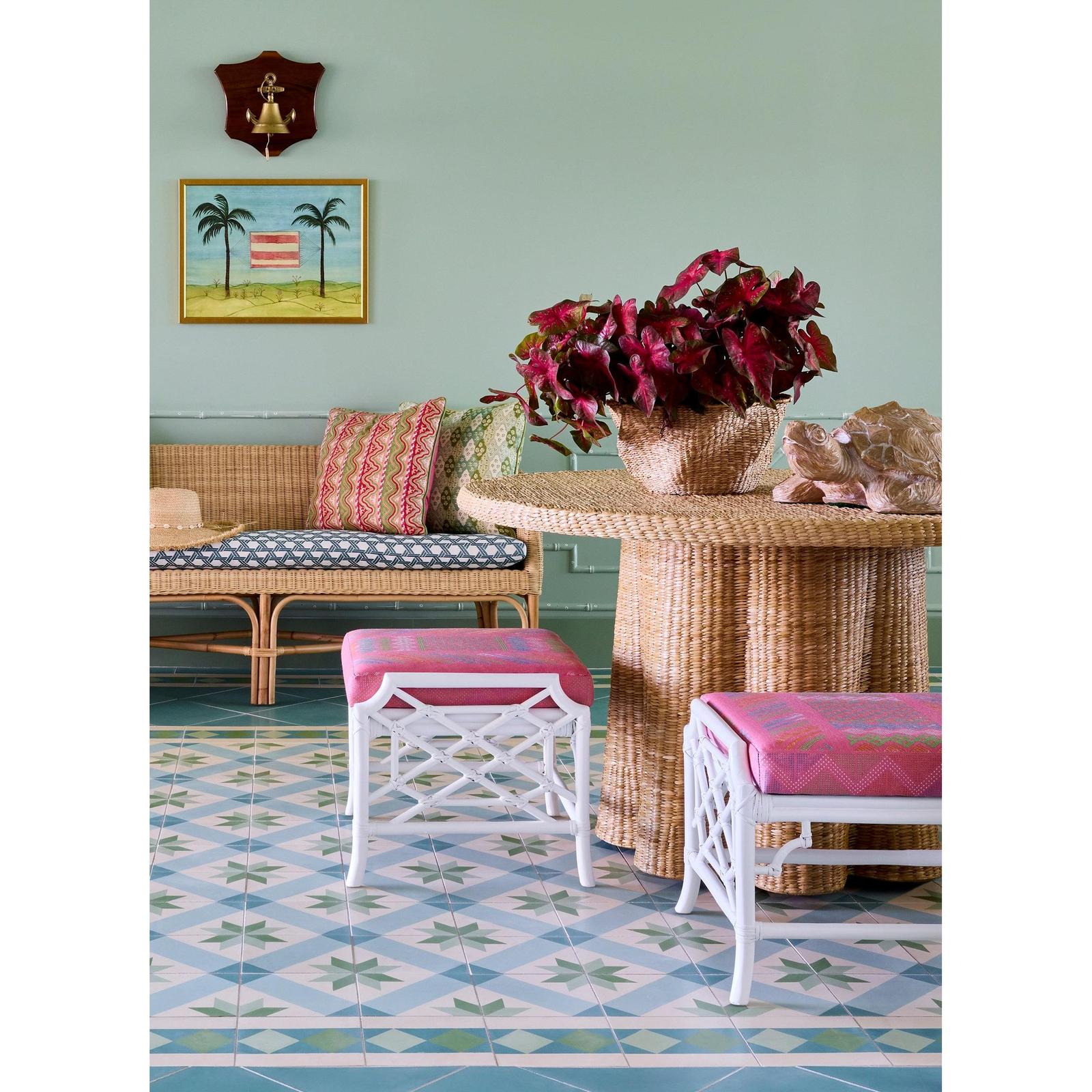 Wildwood Wild Palm White Ottoman