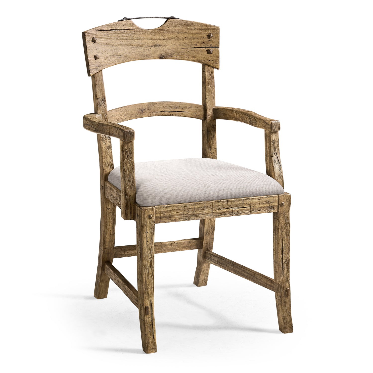 Jonathan Charles Stone Ridge Planked Upholstered Dining Arm Chair Light