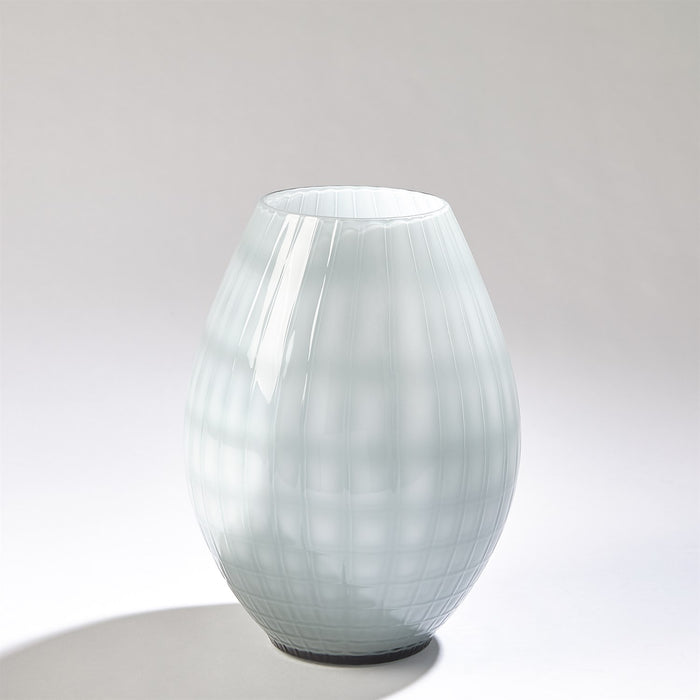 Global Views Cased Glass Grid Vase - Blue