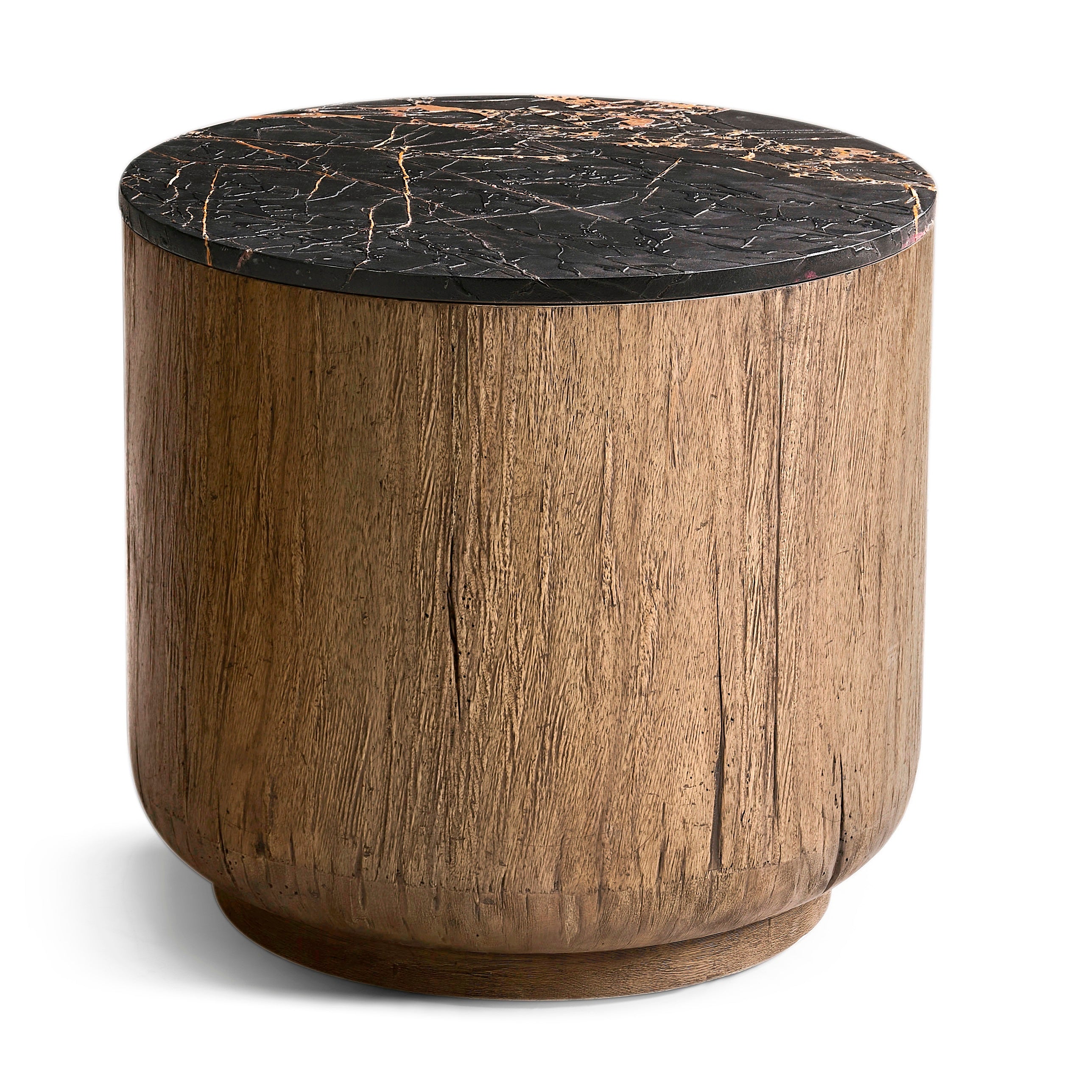 Jonathan Charles Stone Ridge Marble Round Side Table Light