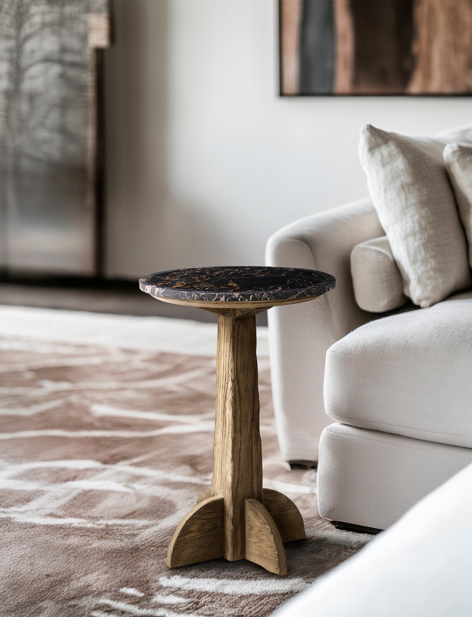 Jonathan Charles Echo Canyon Round Marble Side Table