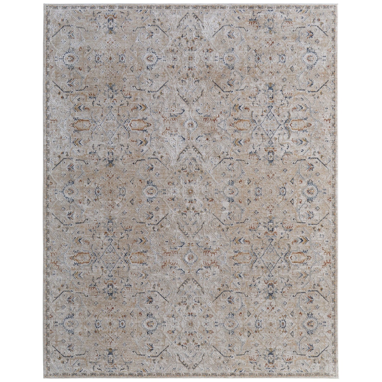 Feizy Pasha 39M6F Transitional Distressed in Taupe/Ivory/Blue