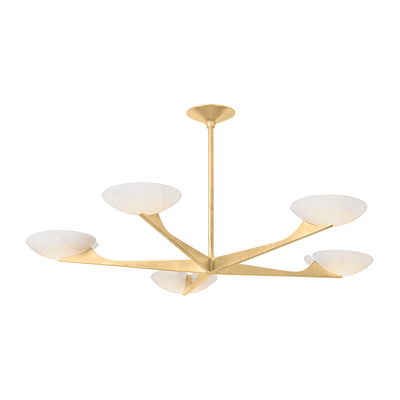 Corbett Malachite 5 Light Vintage Gold Leaf Chandelier Ceiling Light