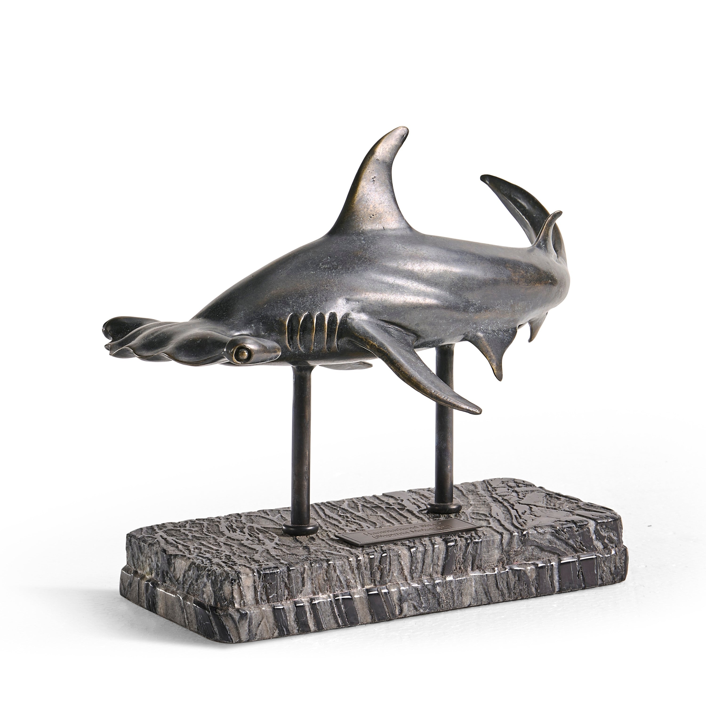 Jonathan Charles Hammerhead Shark C Shape Bronze Statue