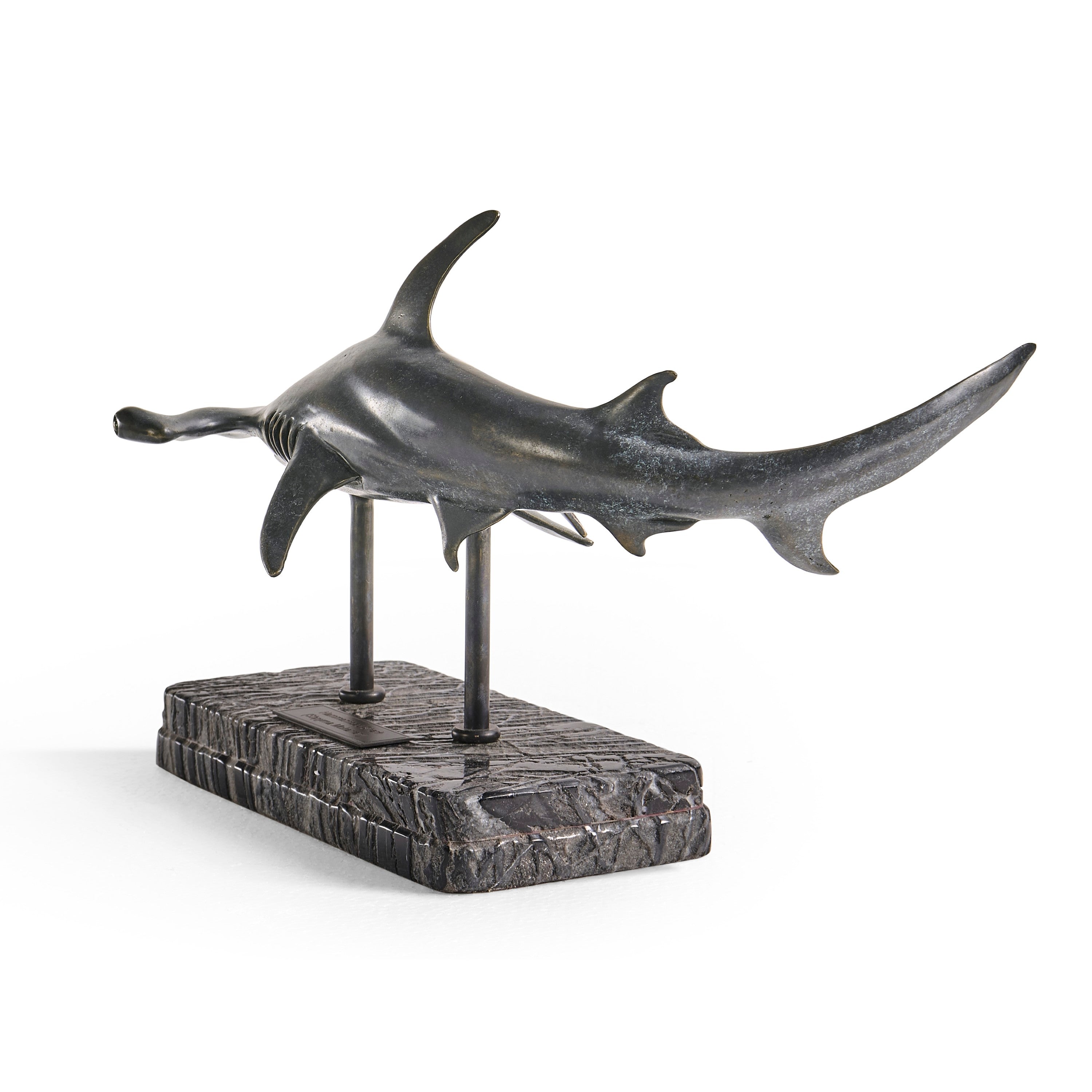 Jonathan Charles Hammerhead Shark C Shape Bronze Statue