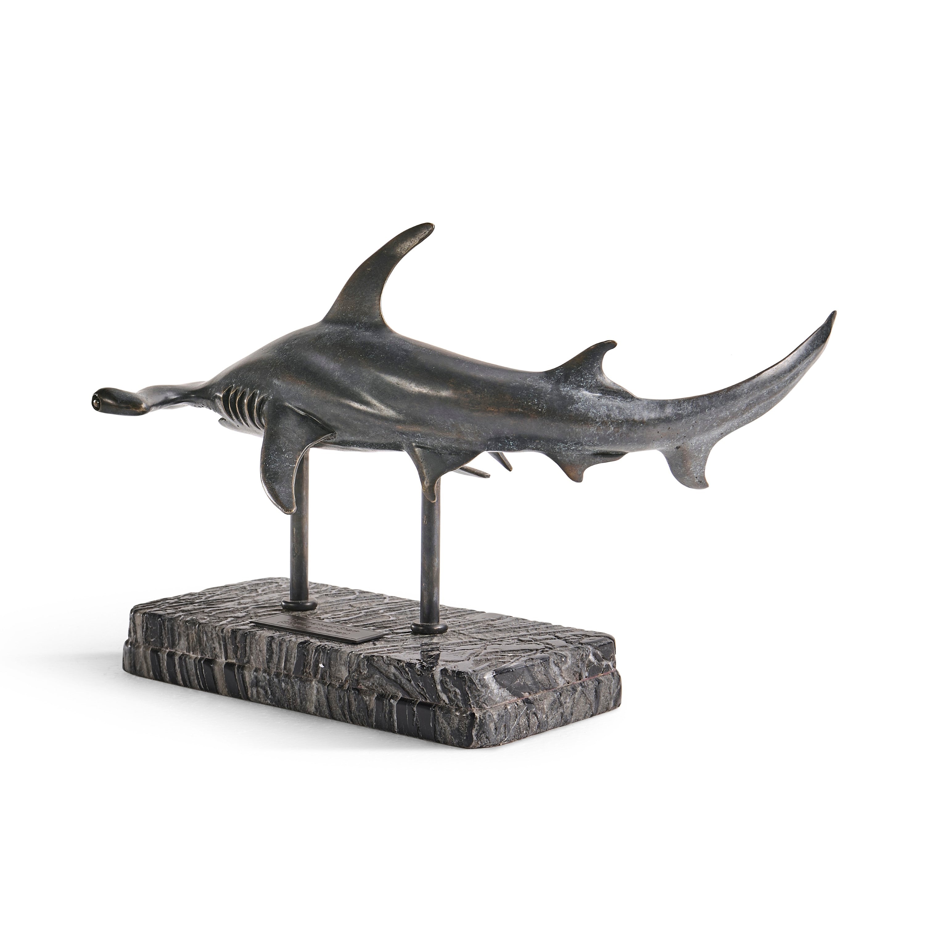 Jonathan Charles Hammerhead Shark C Shape Bronze Statue