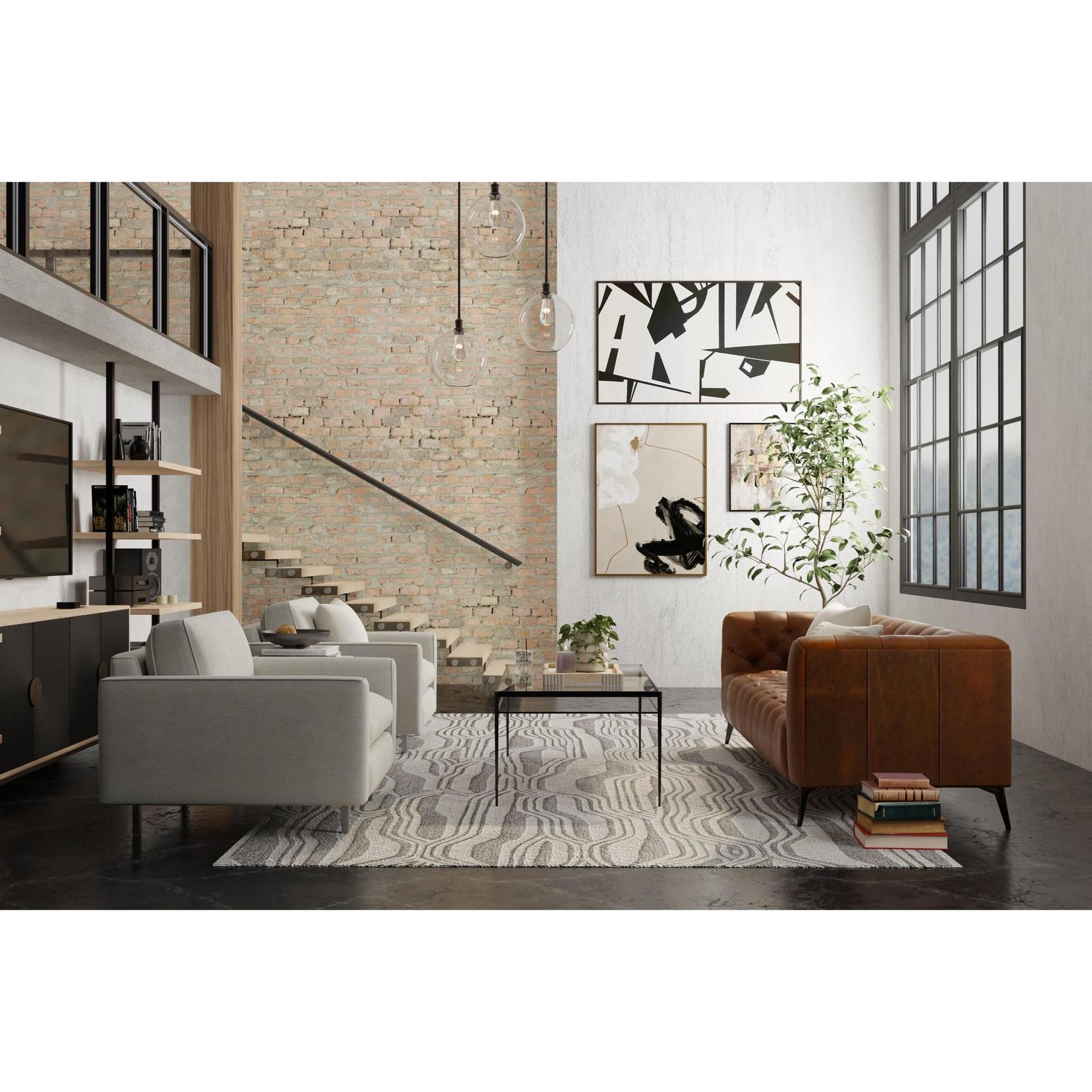 Feizy Kimball 8A34F Transitional Abstract Rug in Ivory/Gray