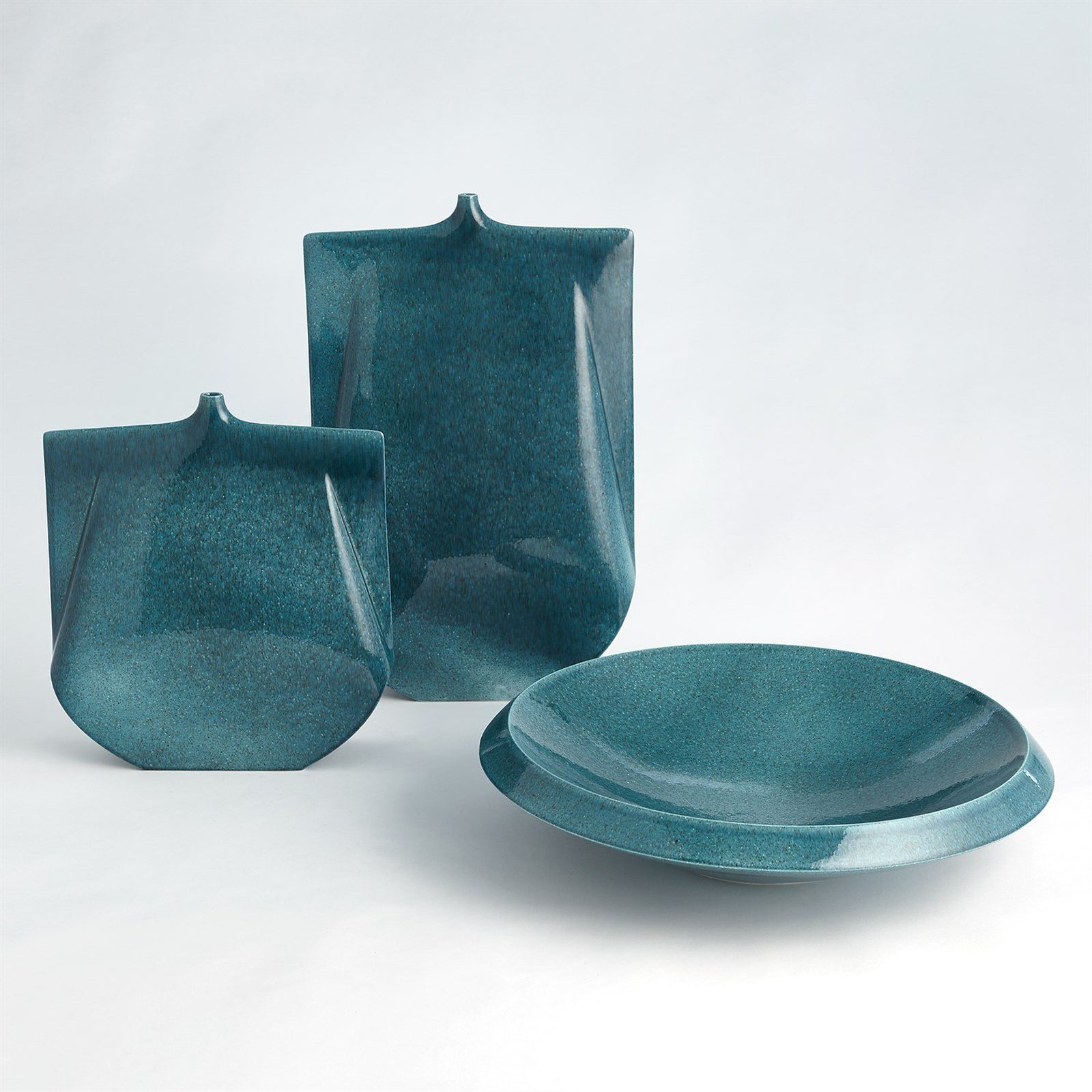 Global Views Round Teal Low Bowl